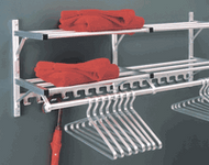 Aluminum Wall-Mounted Coat Rack with Hanger Bar, Hook Rail and Two Storage Shelves 178-903 - Multiple Sizes