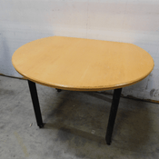 3/4 Round Mobile Work Table Wood Top 4-Ft. Diameter w/ Rolling Wheels