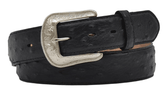 1 1/2" Black Ostrich Print Leather Belt