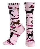 Ariat Cross Runing Free Crew Socks Pink Ladies