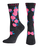 Ariat Rose Crew Socks Charcoal Ladies