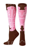 Ariat Western Bt Knee Socks Brown Pink Ladies