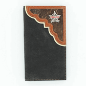 PBR LEATHER WALLET/CHECKBOOK RODEO WITH COW HAIR