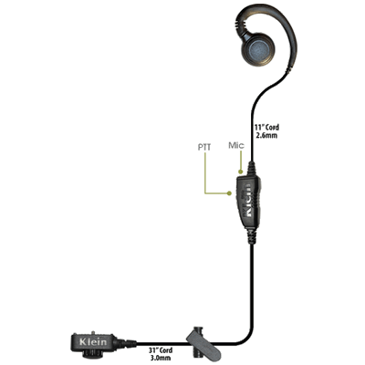 CURL 1-Wire PTT Earpiece for Sonim XP5s & XP8 Phones - Klein Electronics