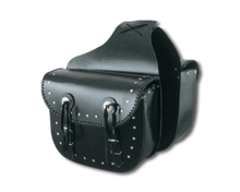 SADDLEBAGS WITH CONCHOS AND RIVETS BLACK LEATHER MOTORCYCLE