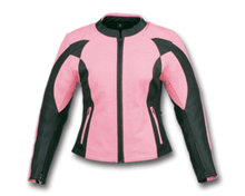 Womens Pink & Black Leather Armored Motorcycle Biker Jacket Size XS CLOSEOUT