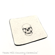 Square style tea bag holder or small trinket dish with skull and black accent.