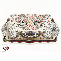 Day of the Dead sugar skull butter dish, original hand painted Mexican Folk Art design by Jacque