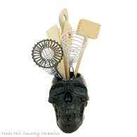 Ceramic skull utensil holder