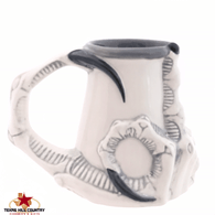 Tall Tankard Mug Middle Finger Extended 'Up Yours' Dragon or Demon Claw Hand in White and Gray for Hot or Cold Beverages 12 oz - Made of Ceramic Pottery in the USA