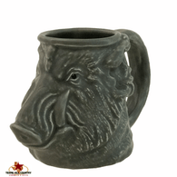 Warthog Boar Beast Tankard Mug in Gray for Hot or Cold Beverages 14 oz - Made of Ceramic Pottery in the USA