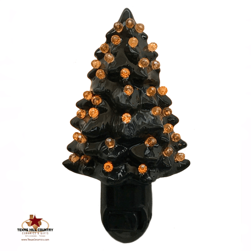 Black tree night light with orange color globes for Halloween decorating!