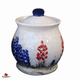 Ceramic sugar bowl with hand painted Texas bluebonnet wildflowers.