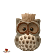 Owl Toothpick Holder Ceramic Pottery Baby Brown Owl Tiny Planter by Texas Ceramics
