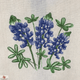 Close up of bluebonnet embroidery.
