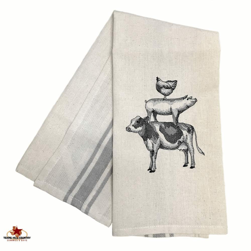 AnyDesign Farm Animal Kitchen Towel Farmhouse Buffalo Plaids Dish Towel 18  x 28 Inch Rustic Rooster Cow Pig Truck Dish Cloths Towel for Bathroom