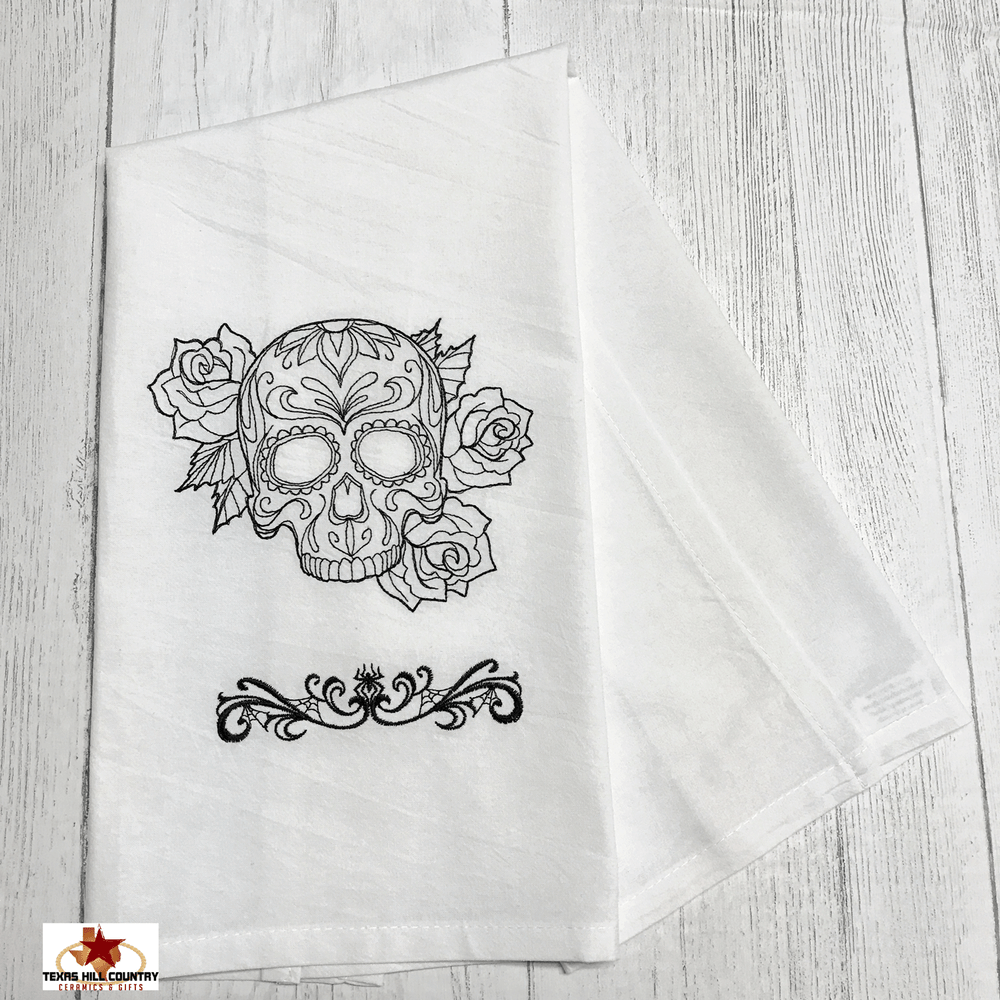 Country Farmhouse Kitchen Dish Towel with Black and White Rooster  Embroidery Design, Made in the USA - Texas Hill Country Ceramics