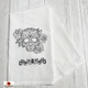 Tattoo skull design embroidered on cotton towel from my Shop of Skulls.