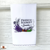 Lavender bouquet French Market embroidered dish towel.