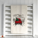 Red Pick-Up Truck with Green Pine Tree embroidered towel for Christmas Time Farmhouse Decor.