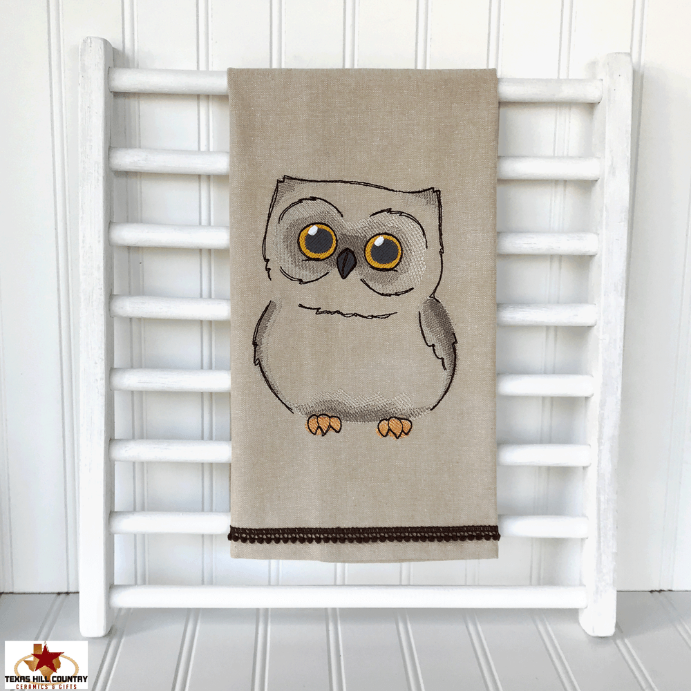 Wide Eye Owl Embroidered Design On Natural Cotton Kitchen Towel With   Owl Dish Towl 1 2000  82032.1569200651.1000.1000 