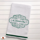 St. Patrick's Day cotton towel in white and emerald green.
