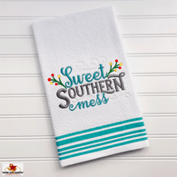 Sweet Southern Mess saying on cotton towel for bath or kitchen.
