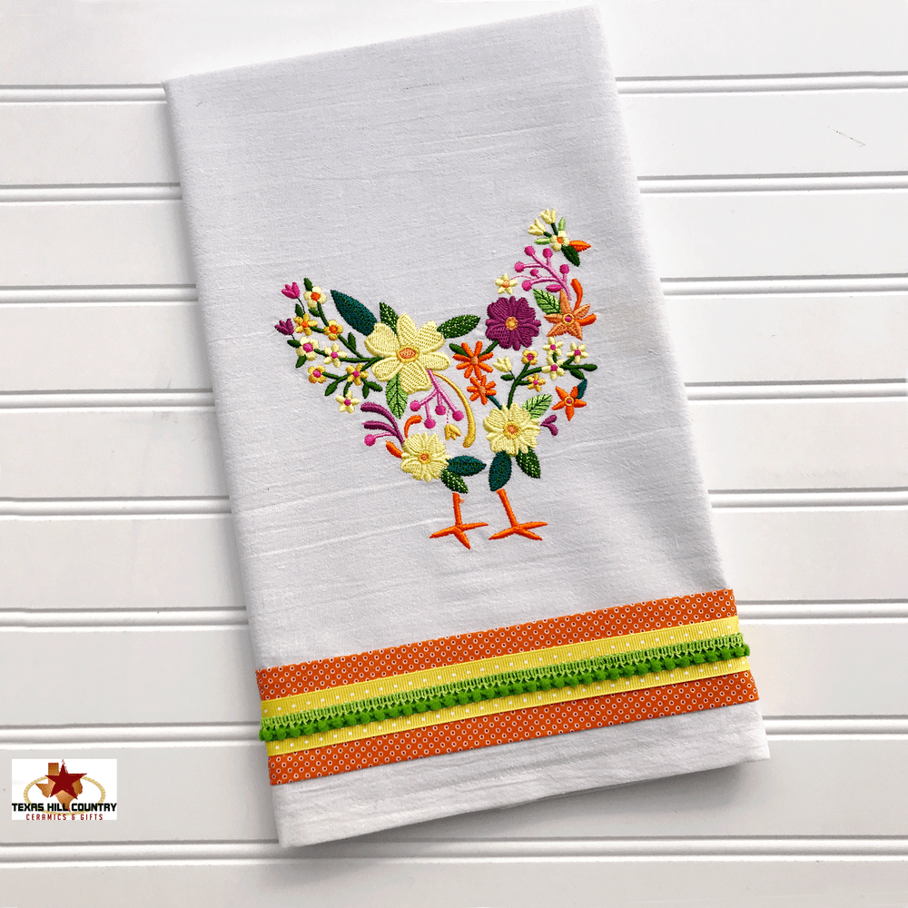 Tea Towel Chicken Organic Cotton Hen Flour Sack Towel Screen Printed Red  Organic Kitchen Towels 