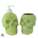 Lime green skull bath set with white dispenser pump unit.