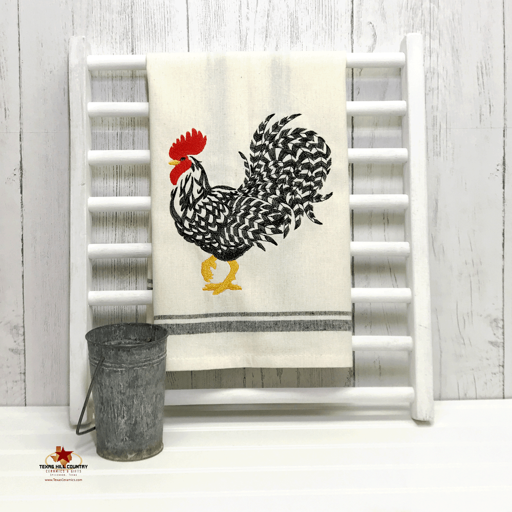 Lovable Spring Chicken Embroidered Design on Cotton Kitchen Towel with  Vintage Style RickRack Trim on Hem, Farmhouse Accent Towel, Made in Texas  USA - Texas Hill Country Ceramics