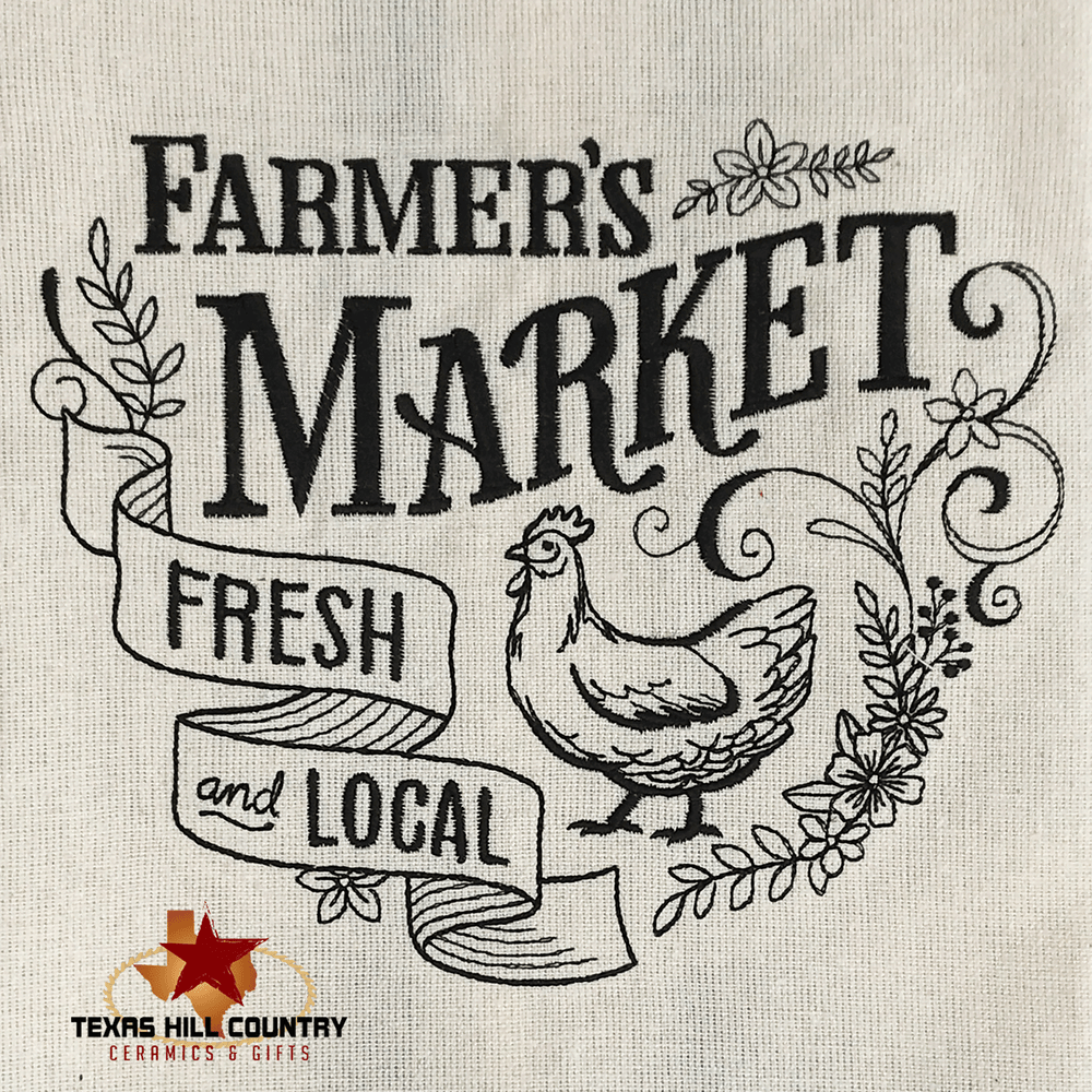 Kitchen Dish Towel with Farmers Market Sign Embroidery Design, Made in the  USA
