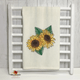Painted sunflower embroidery design natural towel with green and yellow outer side border