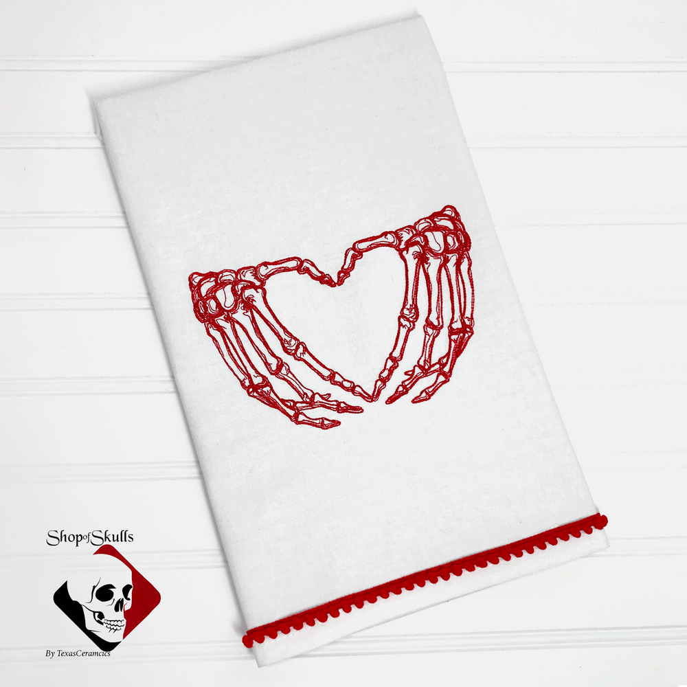 Happy Valentines Day XOXO Embroidered Waffle Weave Cotton Kitchen Towel