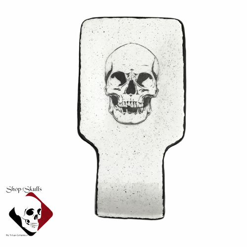Large square skull spoon rest, made in the USA.