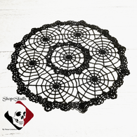 Spiderweb doily in black, Victorian Horror Decor. Also available in gray, pink,  purple, red, and white.