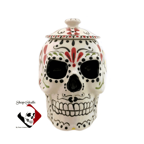 Day of the Dead skull sugar bowl or bath vanity container.