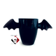 Vampire bat wing handle mug in black.