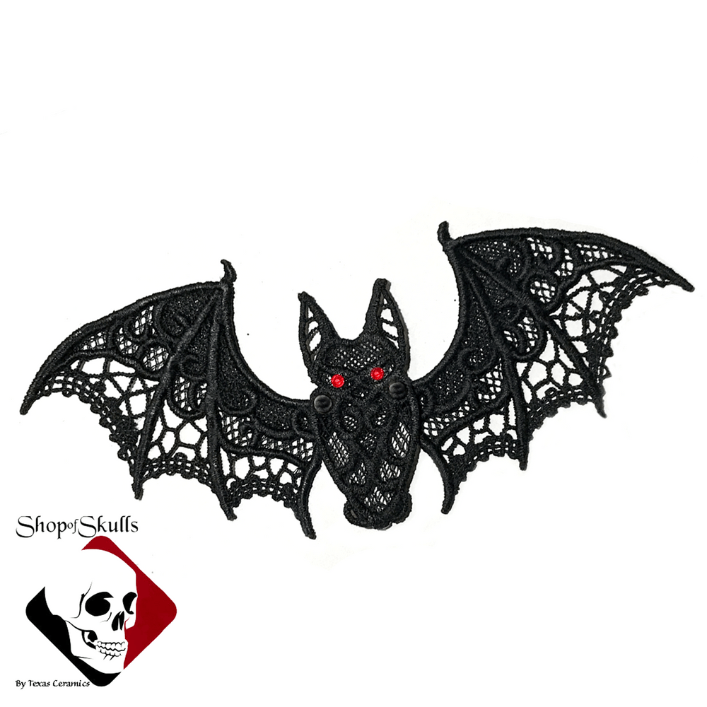 Halloween Vampire Bat with Red Glowing Eyes Goth Black Lace ...