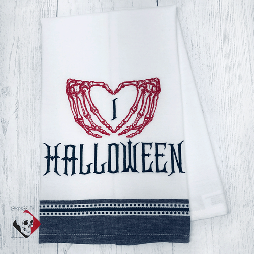 I love Halloween embroidery on cotton kitchen dish towel.  Made in the USA.