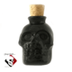 Small skull apothecary jar with cork stopper, holds 3 ounces.