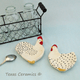 Rooster and chicken ceramic tea bag holder set