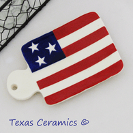 Ceramic cutting board tea bag holder with American flag design