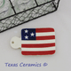 Rectangular cutting board tea bag holder with USA flag design