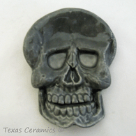 Grey skull tea bag holder or small spoon rest ceramic earthenware