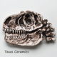 T-Rex skull tea bag holder or desk accessory, ceramic earthenware