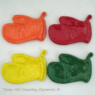 Hot mitt tea bag holder or small spoon rest in assorted primary colors