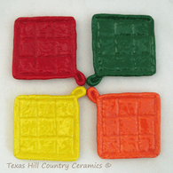 Hot pad or pot holder tea bag rest available in assorted colors, choose your favorite one or collect all four