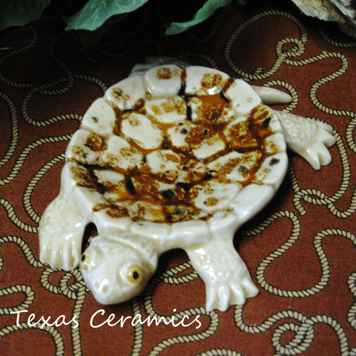 Turtle tea bag holder or small spoon rest by Texas Hill Country Ceramics.com