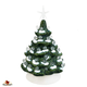 Small ceramic Christmas tree with snow and clear lights, made in the USA!