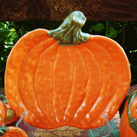 Pumpkin plate for serving or decorating